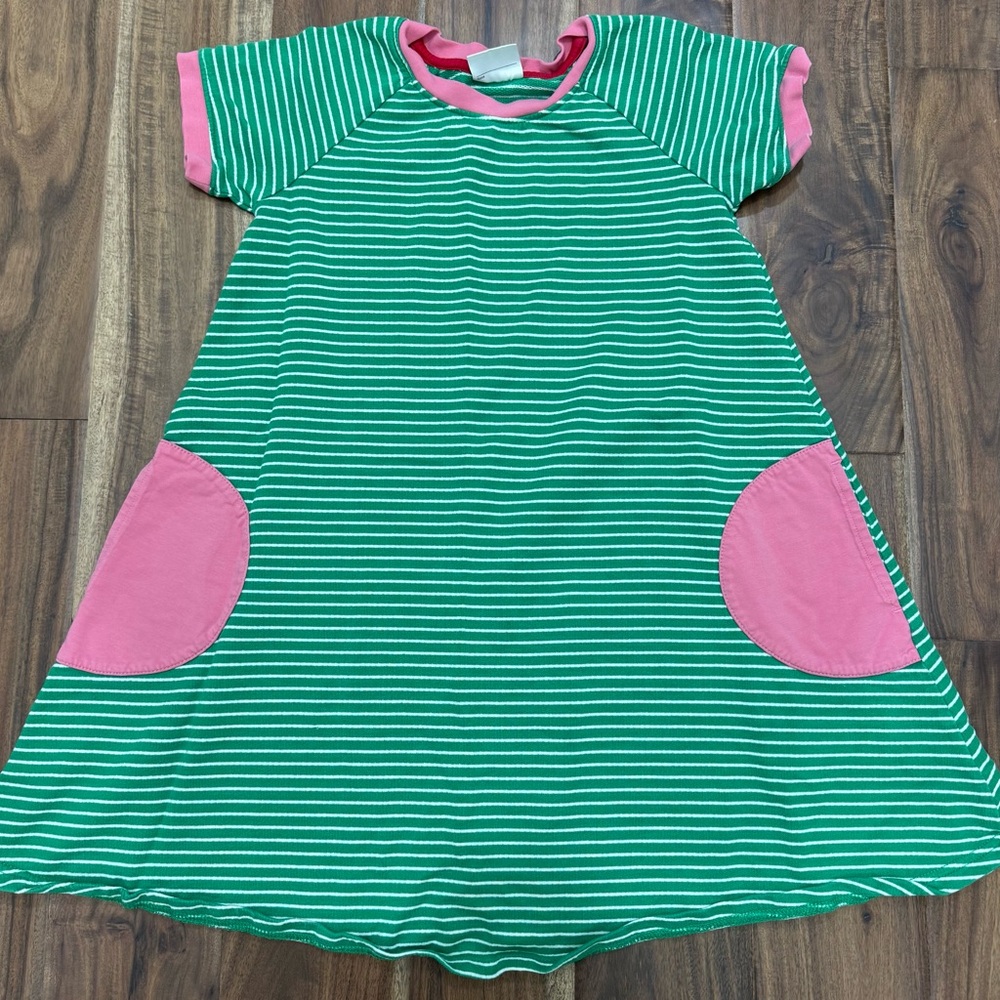 Hanna Andersson Green and White A-Line Casual Dress